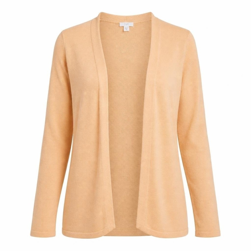 J.Jill Cardigan Womens M Orange Linen Open Front Knit Sweater Beachy Coastal